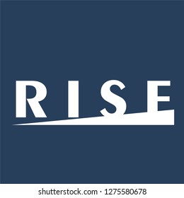 Rise logo vector with simple font and white bar below heading to the right, indicates growth, progress or development. Suit for company logo, marketing material, group or community icon, etc