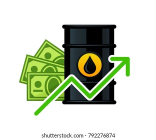 Rise in the price of barrel oil vector illustration