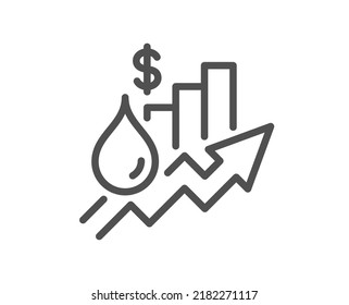 Rise Price Line Icon. Petrol Excise Duty Sign. Tax Rate Symbol. Quality Design Element. Linear Style Rise Price Icon. Editable Stroke. Vector