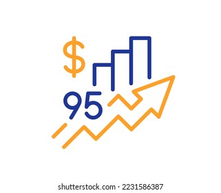 Icono de línea de precio elevado. Signo del impuesto especial sobre la gasolina. Símbolo de tipo impositivo. Concepto colorido del contorno de línea delgada. Icono de aumento de precio de estilo lineal. Trazo editable. Vector