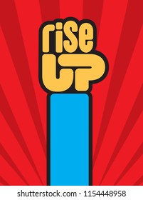 Rise Up raised fist vector design.
The letters spelling rise up form a raised clenched fist in this call to action protest design.