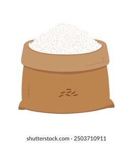 Levántate. Bolsa con grano de arroz. Ilustración vectorial de la cosecha de cereales.