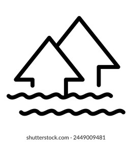 Rise sea level icon outline vector. Ocean water. Low warming