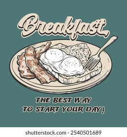 Rise and shine. Breakfast time vector design. Morning time artwork, Fresh start your day. Breakfast time vector design. Morning time artwork for apparel, sticker, batch, background, poster and others.