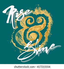 Rise and shine, enjoy happy living  concept. Modern brush calligraphy for a logo, greeting cards, invitations, posters, banners, badge, symbol, stamp,seasonal greetings illustrations.
