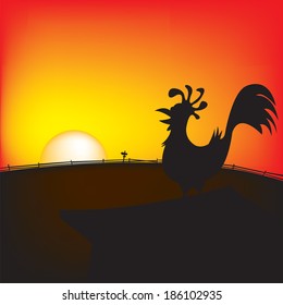 Rise & shine rooster at dawn