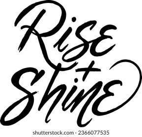 Rise and Shine - slogan typography with cracks texture. Good for college t-shirt design, greeting cards, flyers, social media, etc. Trendy apparel print in college style. Vector illustration.