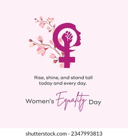 Rise, Shine, Stand. Women’s Equality Day, August 26, Women Power. Social Media Design Creative Post Vector Template

