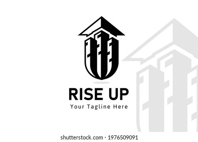 Rise Up Sign logo Template Clean and professional