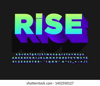 Rise sticker alphabet design, modern text style for sticker project