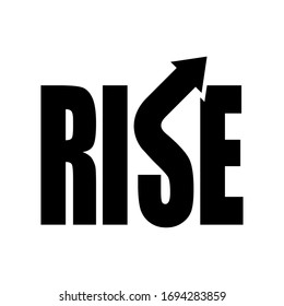 Rise text logotype vector template, black vector illustration, symbol for increase, flow, advance and move up