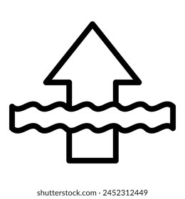 Rise water icon outline vector. Sea level. Climate change