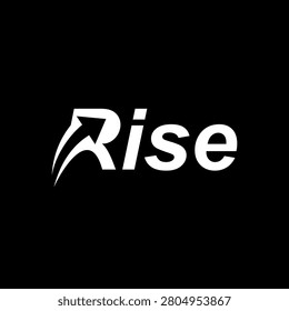 Rise word mark lettering typography rise arrow for travel logo design