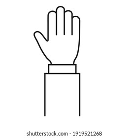 Rised Hand Up line icon, Vector volunteer sign on white background