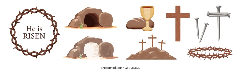 Risen icons set. Religion icons.