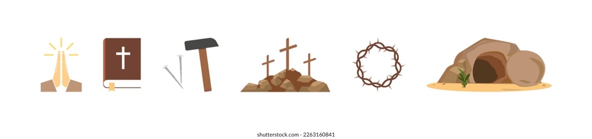 Risen icons set. Religion icons.