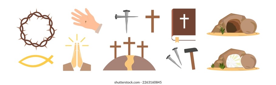 Risen icons set. Religion icons.