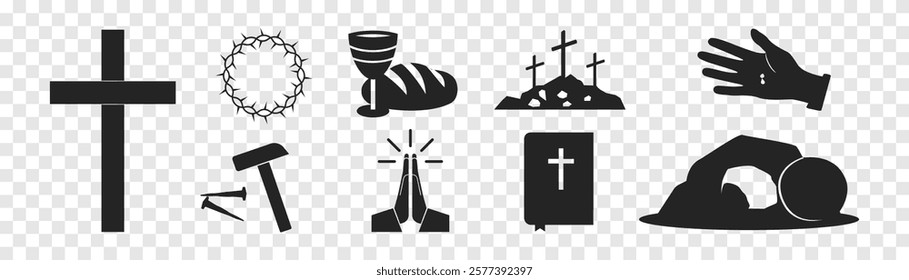 Risen icons set. Religion icons.