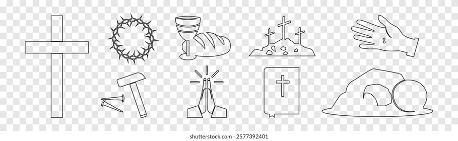 Risen icons set. Religion icons.