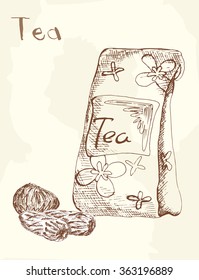 Risen tea packaging, vector illustration