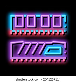 riser memory cards neon light sign vector. Glowing bright icon riser memory cards sign. transparent symbol illustration