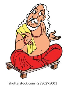 Rishi baba cartoon. Vector clip art illustration with simple gradients. Each on a separate layer.