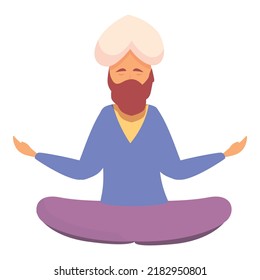 Rishi man icon cartoon vector. Meditating yoga. Calm people