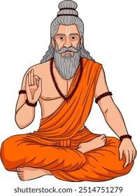 Rishi Muni Vector, rishi sitting, front, meditation pose, Mythology Rishi  Muni Illustration