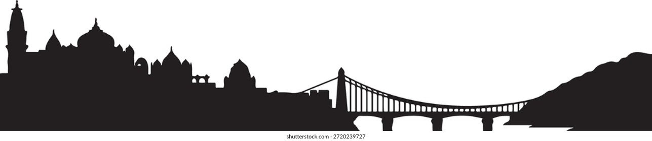 Rishikesh Índia City Skyline. design Vetor silhueta preta
