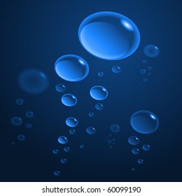 Rising air bubbles on a navy background