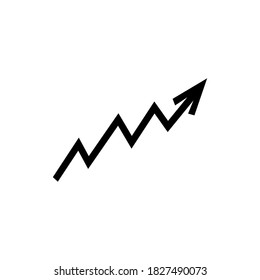 Icono negro de flecha en ascenso. Ilustración de éxito vectorial aislada en blanco.