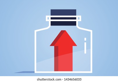 The rising arrow is closed inside the airtight can