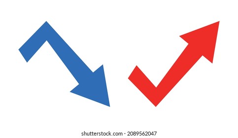 Rising arrow icon and down arrow icon set. vector.