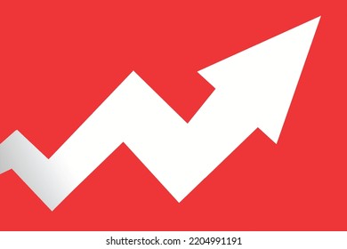 Rising arrow isolated on red background, 3d rendering