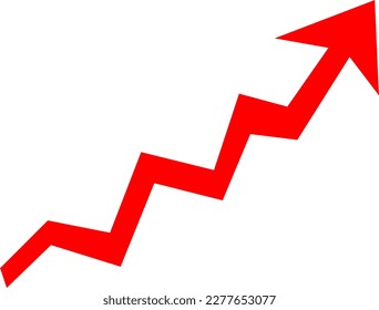 Rising arrow (red) on a broken polygonal line