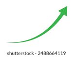 rising arrow sign green for icon, business and finance concept, arrow green pointing up symbol, direction arrow sign, progress growth and success concept