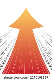 Rising arrows, concentrated lines with speed and centripetal force