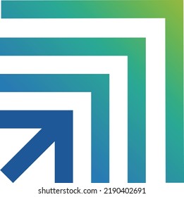 Rising arrows with green and blue gradient designs