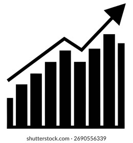 Rising bar chart and arrow symbol illustrating growth and success