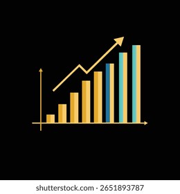 Gráfico de barras ascendentes con flecha de tendencia ascendente que indica crecimiento financiero y éxito