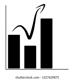 Rising bar chart vector icon, graph icon on white background