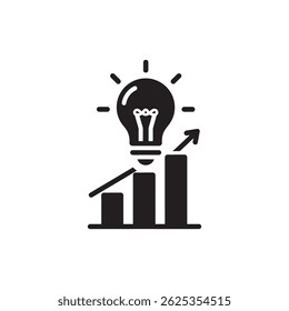 Rising Bars Holding Lightbulb Representing Innovation and Business Growth