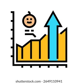 rising birth rate chart upward arrow color icon vector. rising birth rate chart upward arrow sign. isolated symbol illustration
