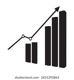 A rising blue bar graph with a trend line indicating upward growth and success. This visual represents positive financial performance, progress, and increasing profits.