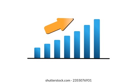 Rising business development graph with arrows, EPS vector for icons, presentations, editing, etc.