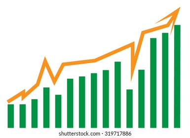 Rising business graph, vector.