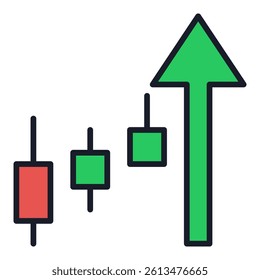 Rising candlestick chart vector concept colored icon or logo element