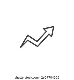 A rising chart arrow line icon. linear style sign for mobile concept and web design. Curved arrow outline vector icon. Symbol, logo illustration. Vector graphics