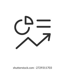 Gráfico ascendente con líneas de velocidad, icono lineal. Rápido crecimiento y aumento del rendimiento. Línea con trazo editable.