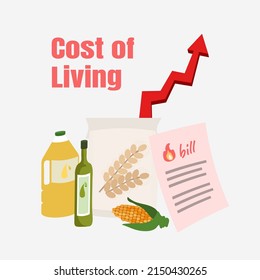 Rising Cost Of Living. Concepts Of Inflation, Labor Shortages, Higher Energy Bills And Supply Chain Delays.